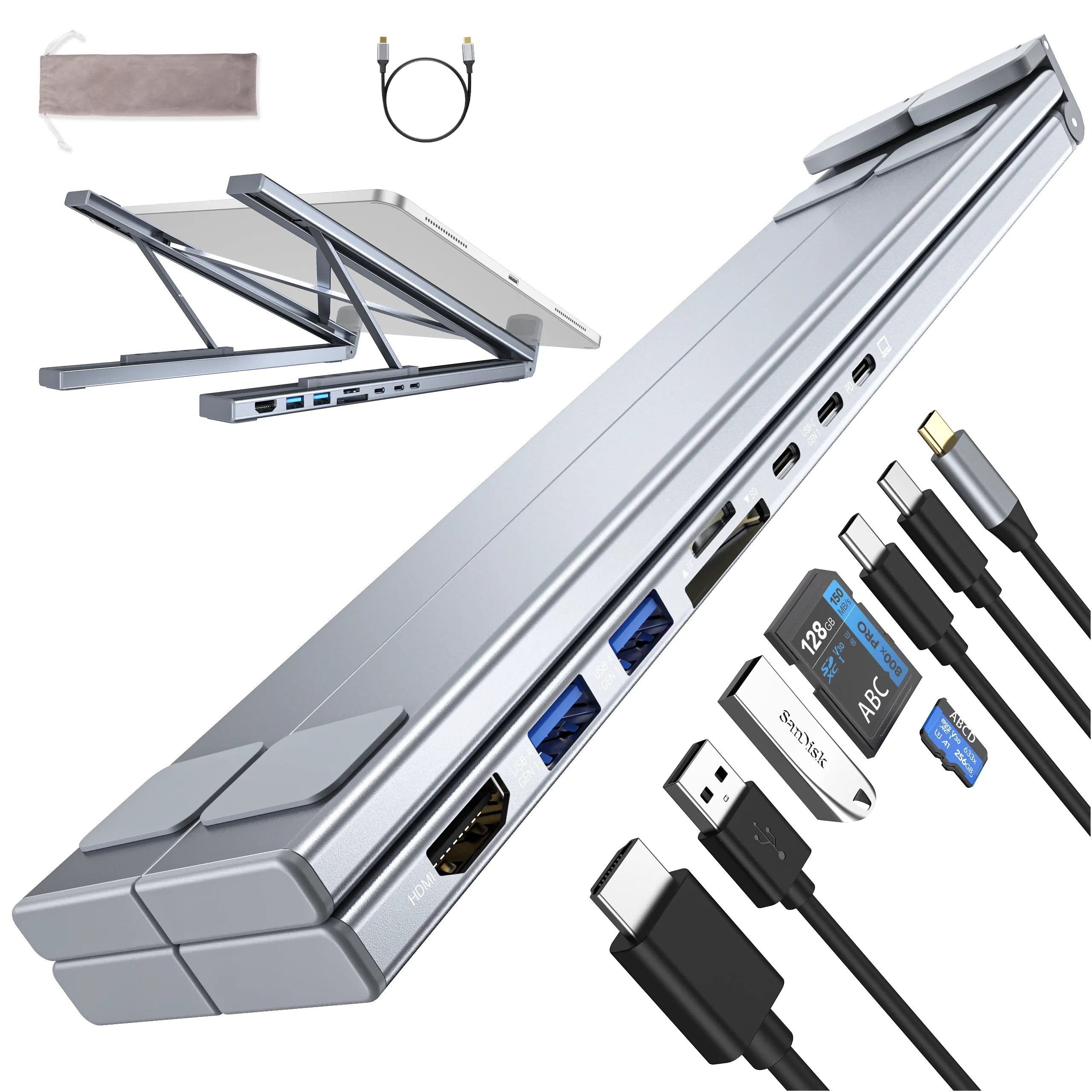 ZENTI ErgoHub Pro — Supporto per Laptop e Docking Station 8-in-1