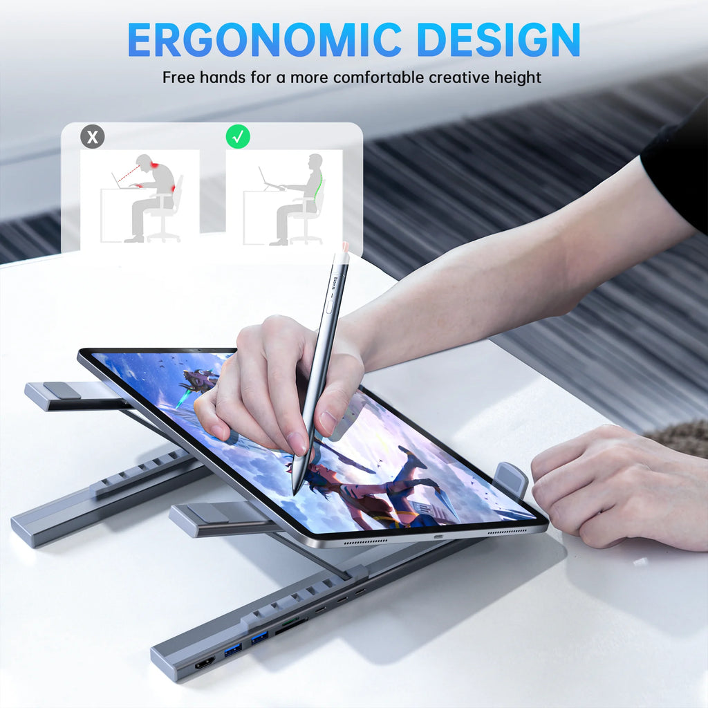 ZENTI ErgoHub Pro — Supporto per Laptop e Docking Station 8-in-1