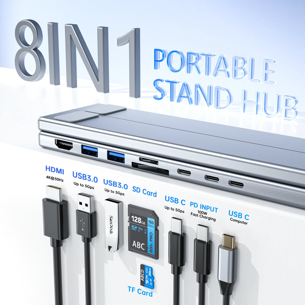 ZENTI ErgoHub Pro — Supporto per Laptop e Docking Station 8-in-1