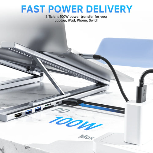 ZENTI ErgoHub Pro — Supporto per Laptop e Docking Station 8-in-1
